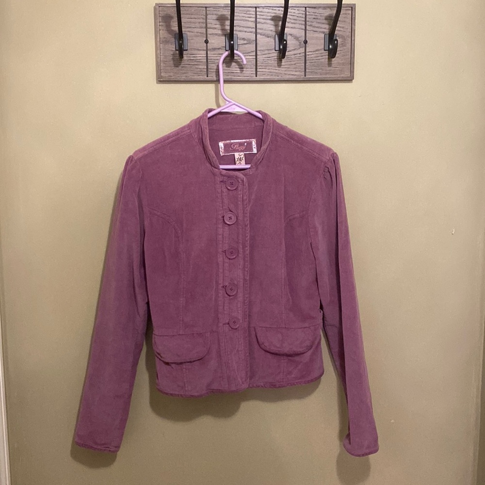 Women’s purple button up Corduroy jacket.  Size medium